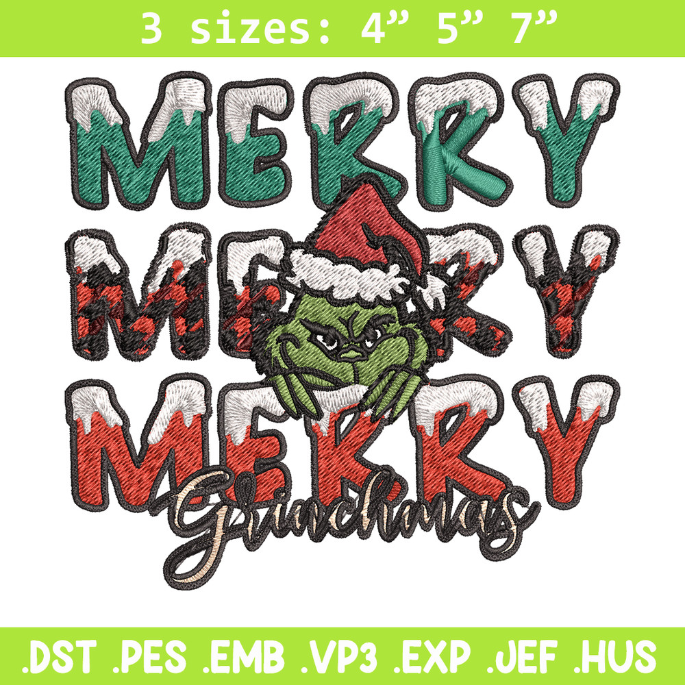 Merry Grinch logo Embroidery design, Grinch Christmas Embroidery, Grinch design, Embroidery File, Digital download..jpg