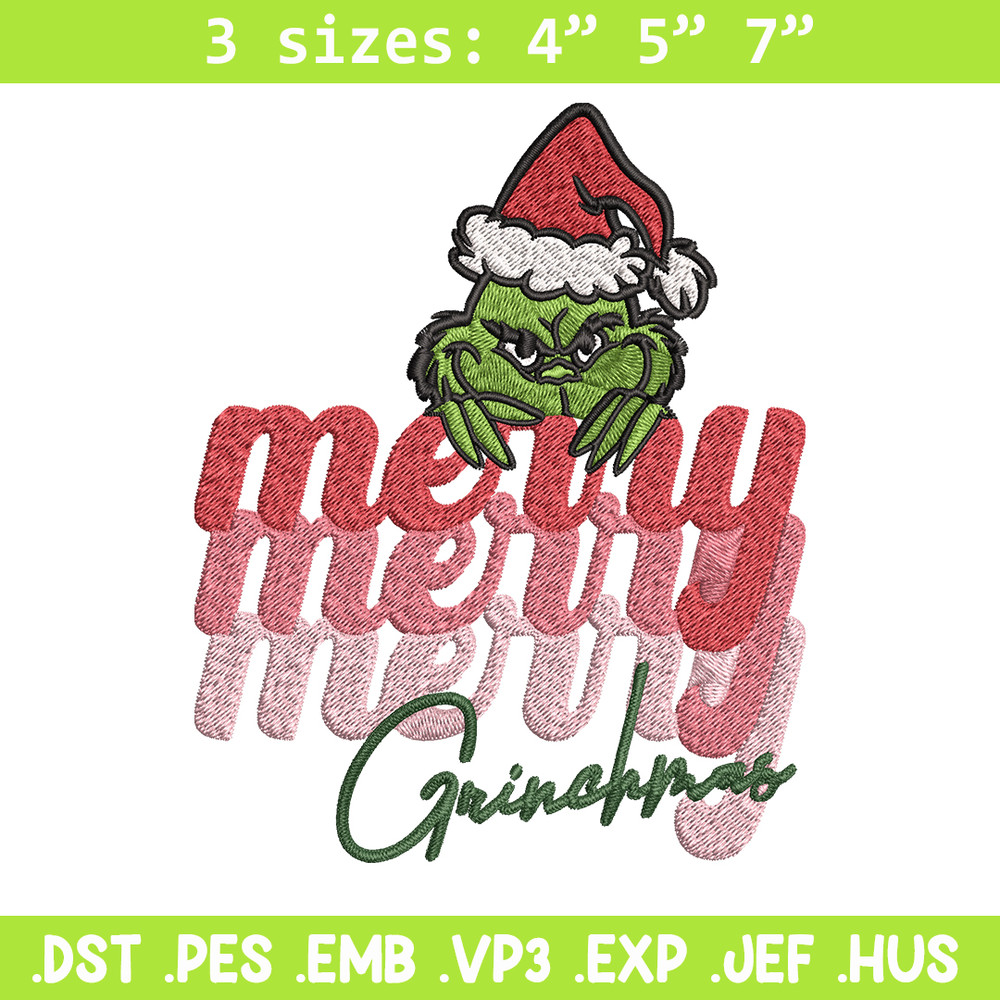 Merry Grinch logo Embroidery design, Grinch Christmas Embroidery, logo design, Embroidery File, Digital download..jpg