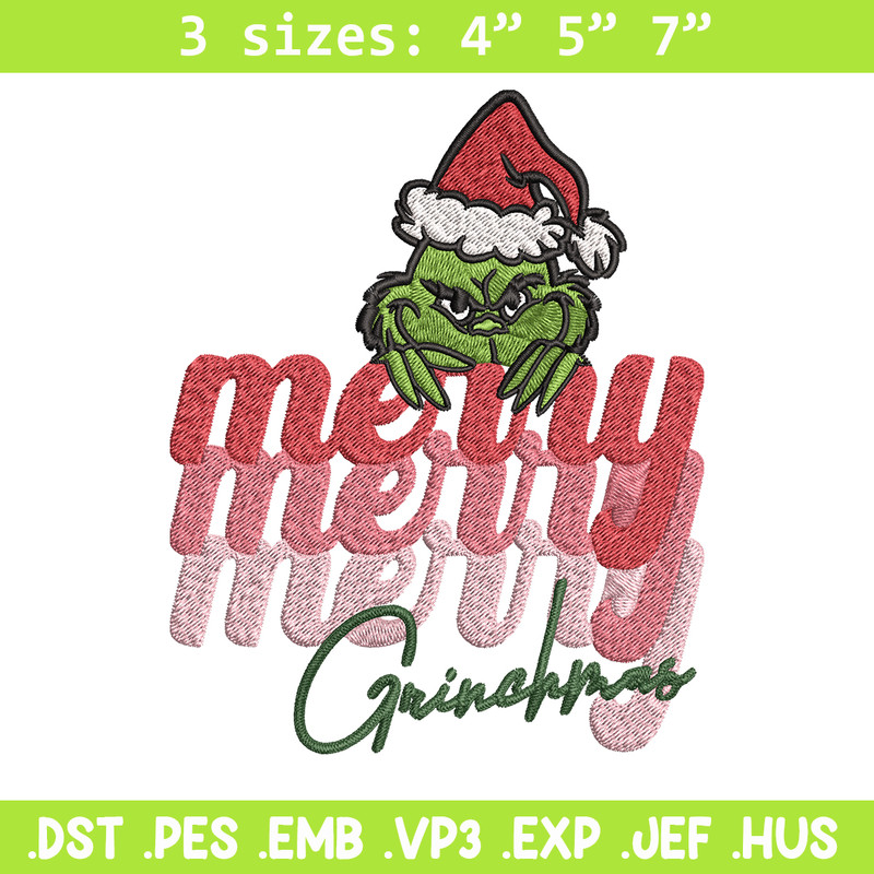 Merry Grinch logo Embroidery design, Grinch Christmas Embroidery, logo design, Embroidery File, Digital download..jpg