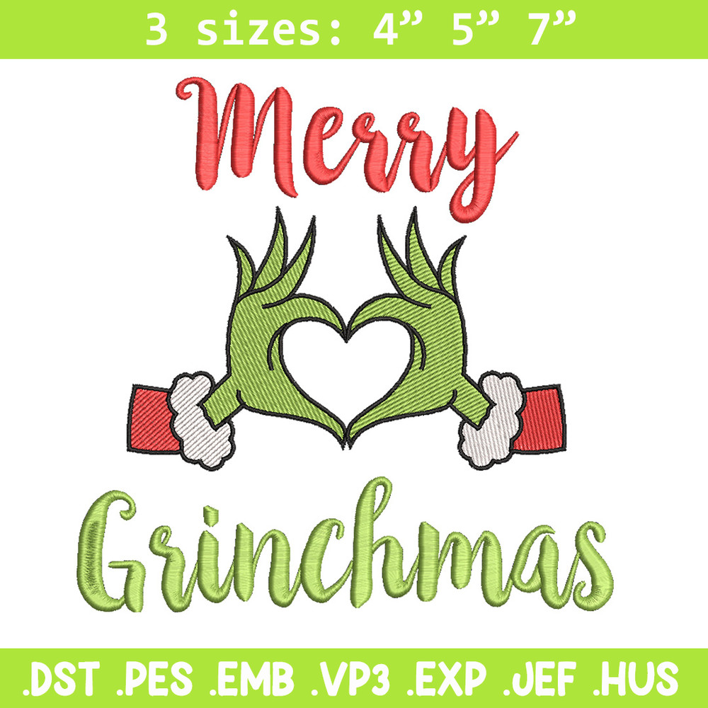Merry grinchmas embroidery design,Grinch embroidery,Chrismas design, Embroidery shirt, Embroidery file, Digital download.jpg