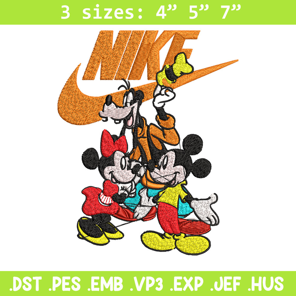 Mickey Mouse friends Nike Embroidery design, Disney Embroidery, Nike design, Embroidery file, Instant download..jpg