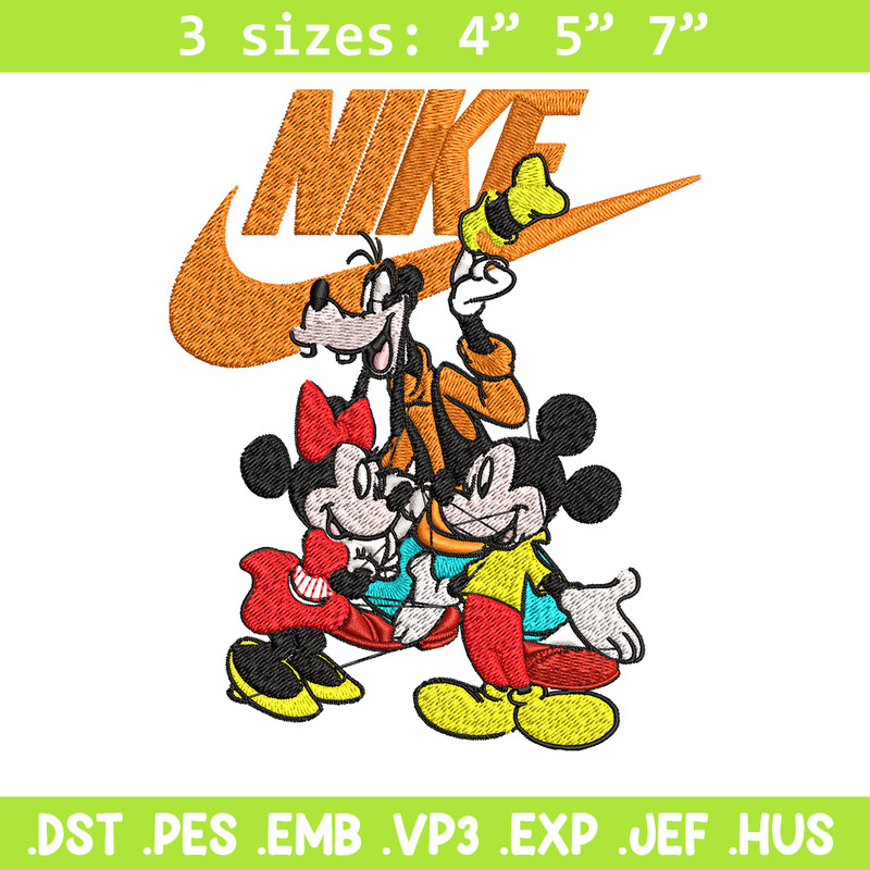 Mickey Mouse friends Nike Embroidery design, Disney Embroidery, Nike design, Embroidery file, Instant download..jpg