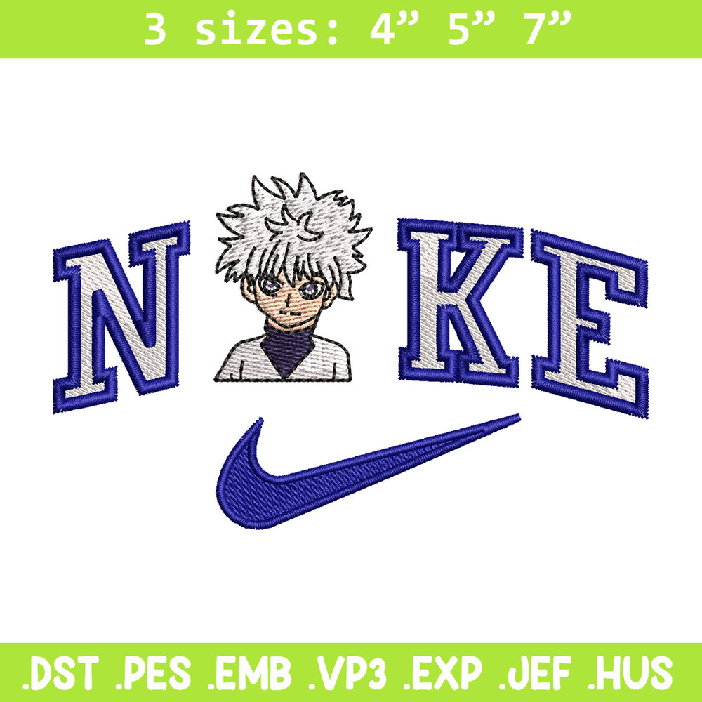 Nike Killua embroidery design, HxH embroidery, Nike design, Embroidery shirt, Embroidery file, Digital download.jpg