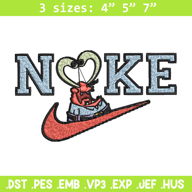 Nike krab Embroidery Design, Spongebob Embroidery, Nike Embroidery, Embroidery File, Logo shirt,Digital download.jpg