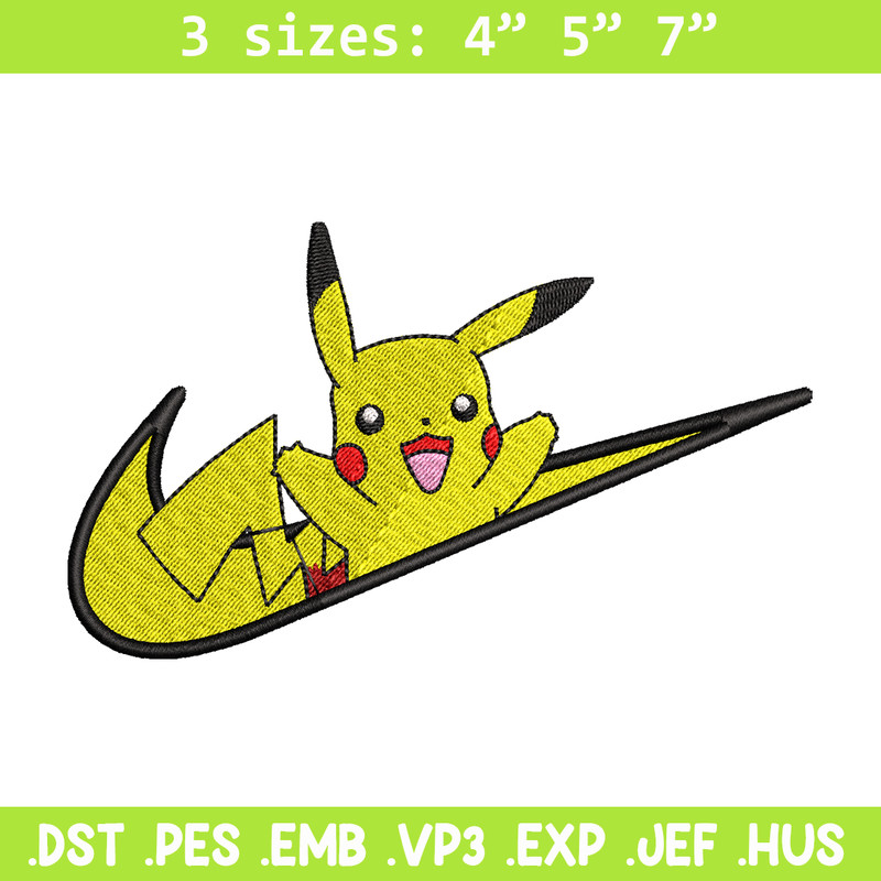Nike Pikachu embroidery design, Pokemon embroidery, Nike design, anime design, anime shirt, Digital download.jpg