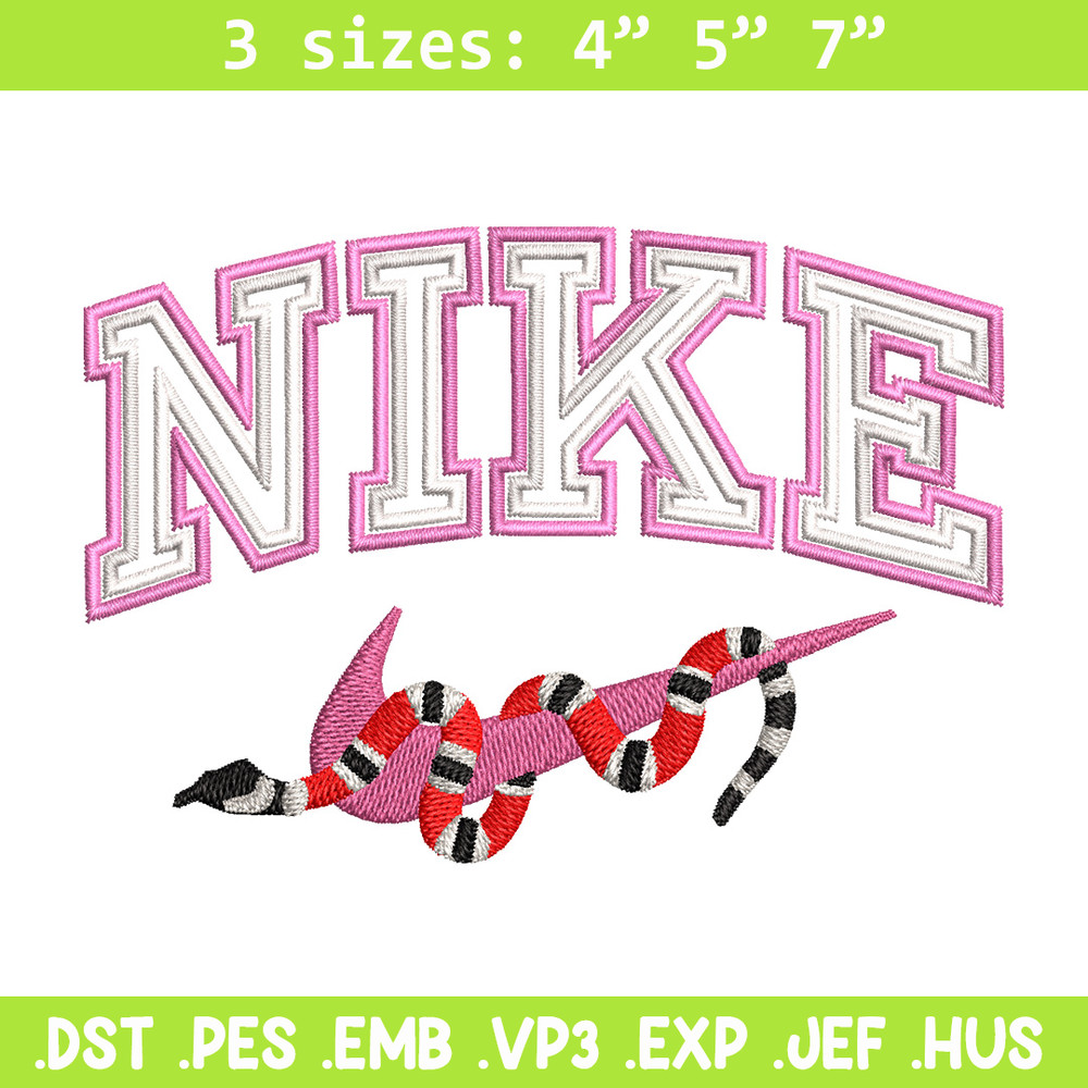 Nike snake embroidery design, Snake embroidery, Nike design, Embroidery shirt, Embroidery file, Digital download.jpg