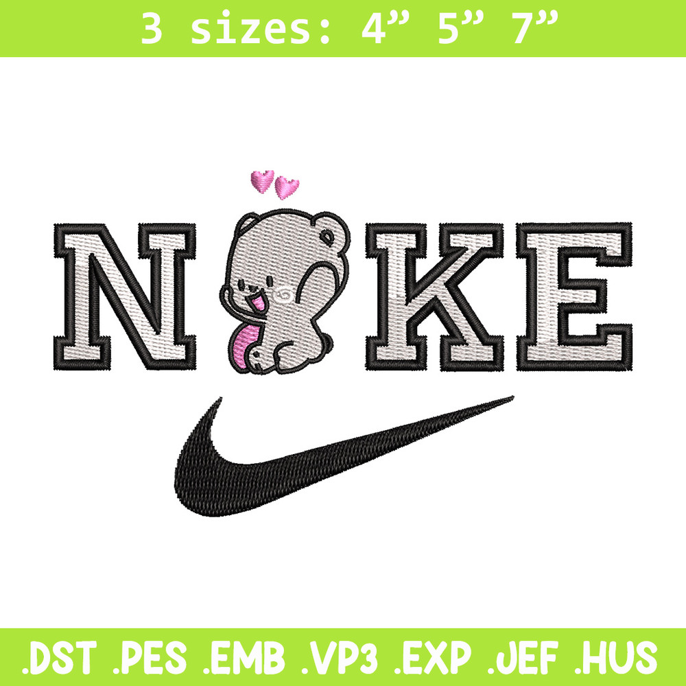 Nike x bear cute embroidery design, Bear embroidery, Nike design, Embroidery shirt, Embroidery file, Digital download.jpg