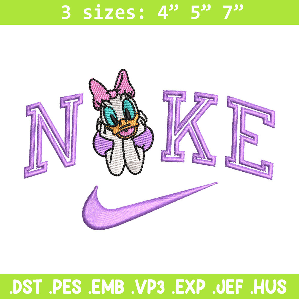 Nike x daisy duck embroidery design, Daisy embroidery, Nike design, Embroidery shirt, Embroidery file, Digital download.jpg