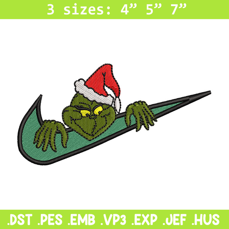 Nike x grinch embroidery design, Chrismas embroidery, Nike design, Embroidery shirt, Embroidery file,Digital download.jpg