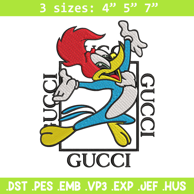 Pica pau gucci Embroidery design, Pica pau Embroidery, cartoon design, Gucci logo, Embroidery File, Instant download.jpg