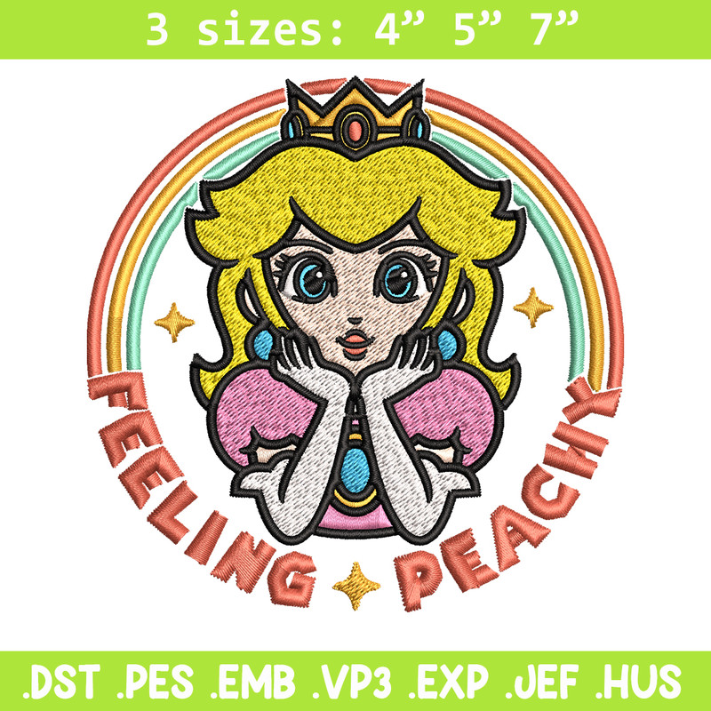 Princess Peach Feeling Peachy Embroidery design, Feeling Peachy Embroidery, Embroidery File, Digital download..jpg