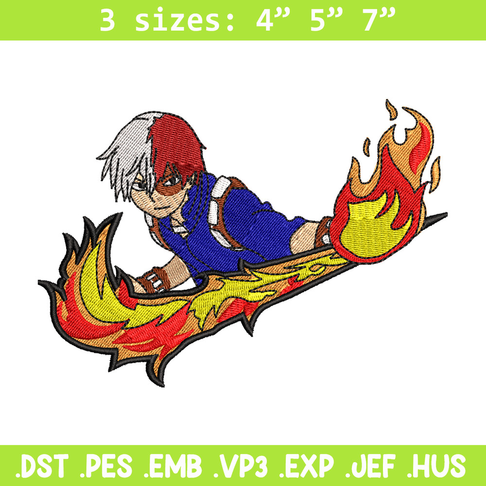 Shoto Todoroki Nike embroidery design, My hero academia embroidery, Nike design, anime design, Digital download.jpg