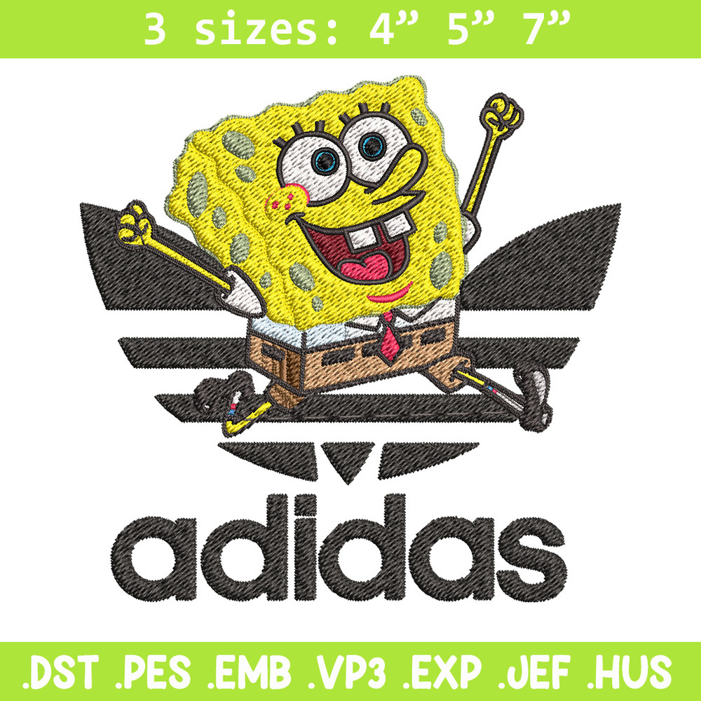 Spongebob adidas Embroidery Design, Adidas Embroidery, Embroidery File, Brand Embroidery, Logo shirt, Digital download.jpg