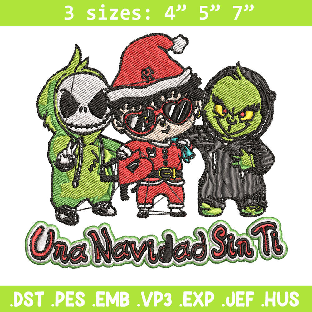 Una Navidad Sin Ti Grinch Embroidery design, Grinch christmas Embroidery, logo design, Embroidery File, Instant download.jpg