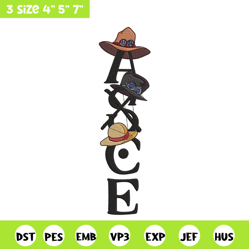 Ace tattoo Embroidery Design, One piece Embroidery, Embroidery File, Anime Embroidery, Anime shirt, Digital download.jpg