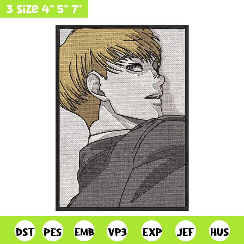 Armin poster Embroidery Design, Aot Embroidery, Embroidery File, Anime Embroidery, Anime shirt, Digital download.jpg