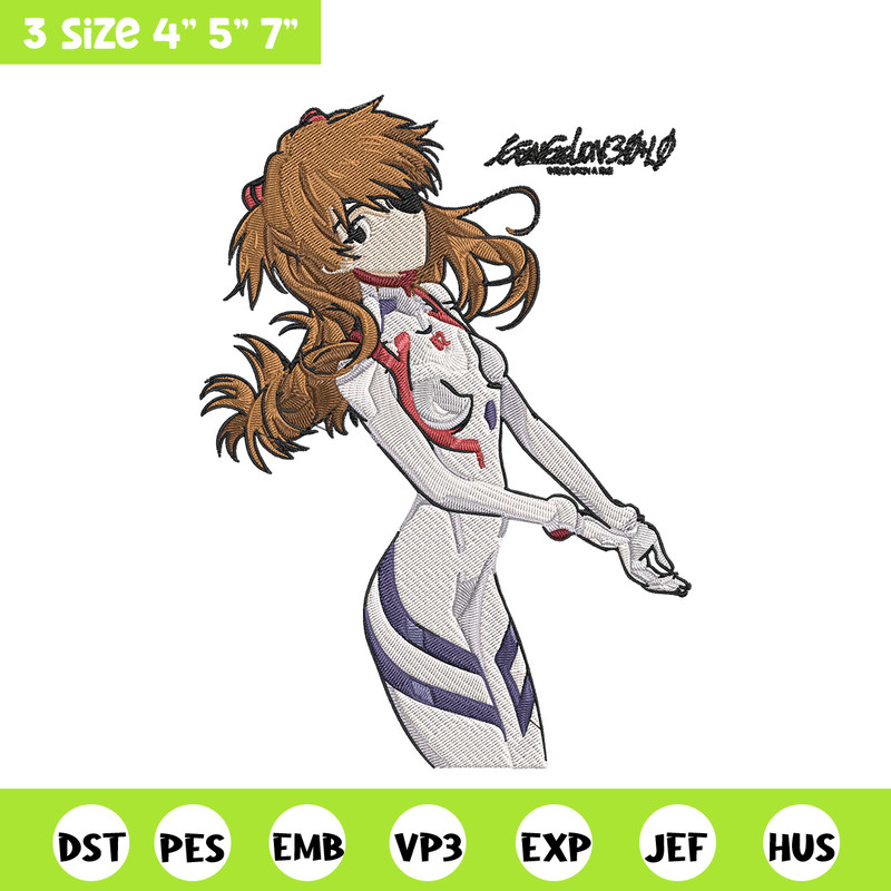 Asuka poster Embroidery Design, Evangelion Embroidery, Embroidery File, Anime Embroidery, Anime shirt, Digital download..jpg