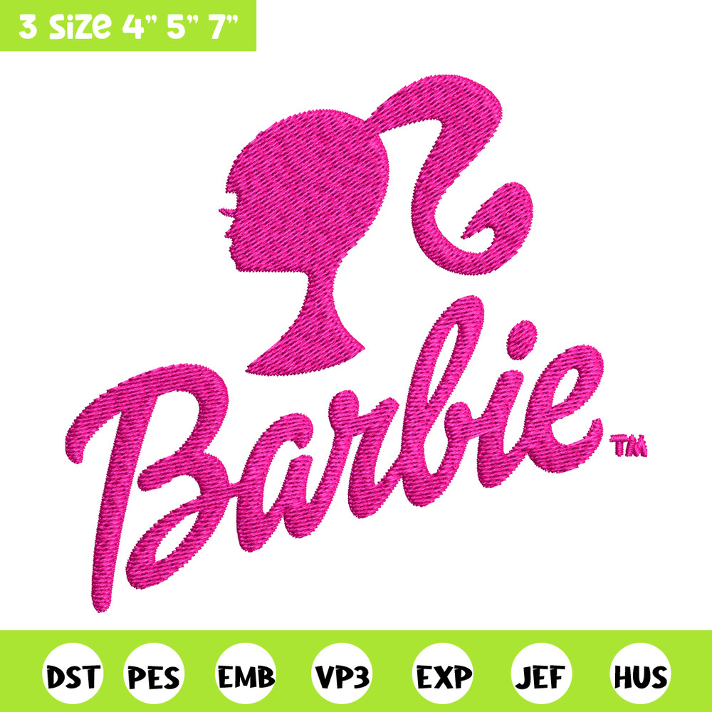 Barbie logo and her Embroidery, Barbie logo and her Embroidery, logo design, Embroidery File, Digital download..jpg