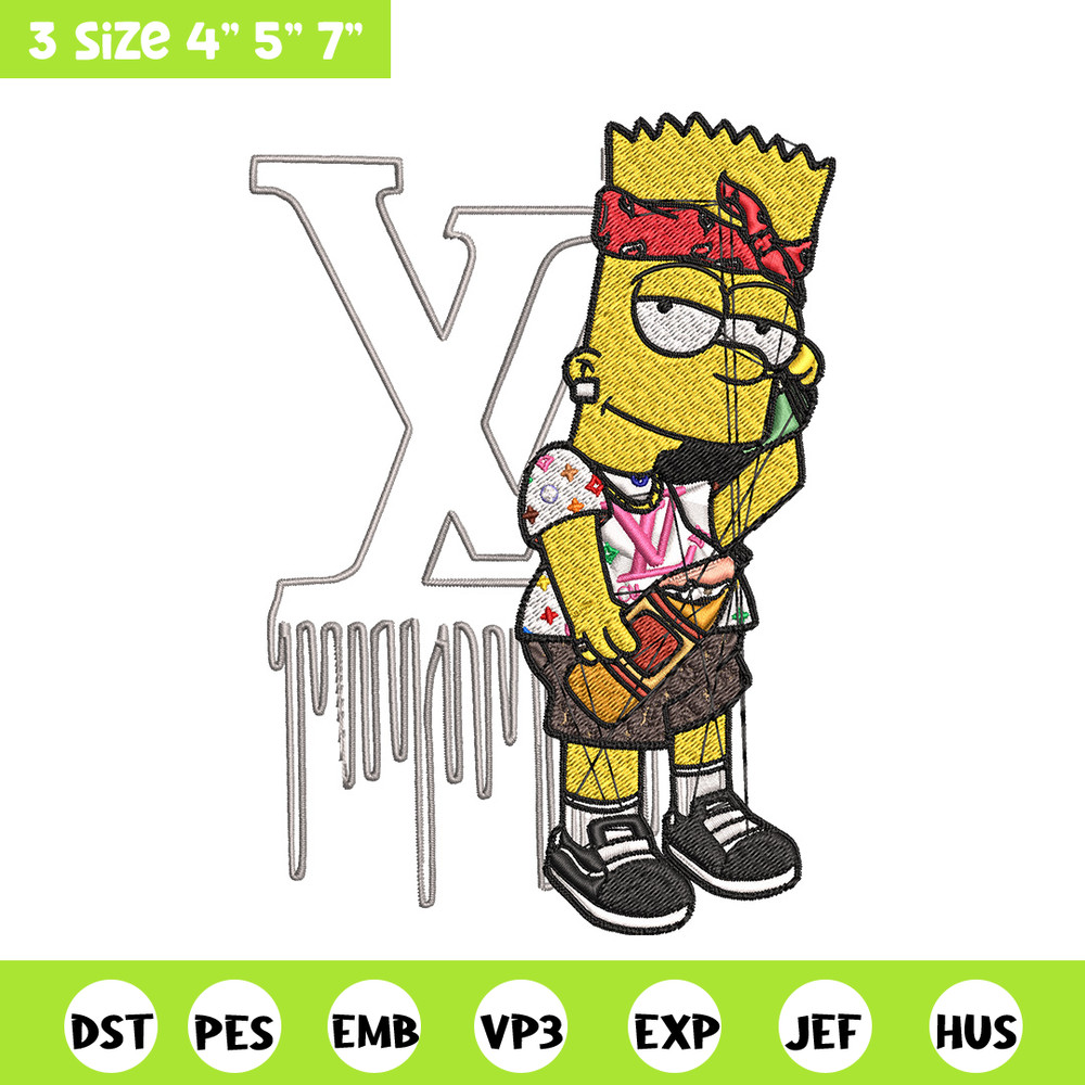 Bart simpson lv Embroidery Design, Lv Embroidery, Embroidery File, Simpson Embroidery, Logo shirt, Digital download.jpg