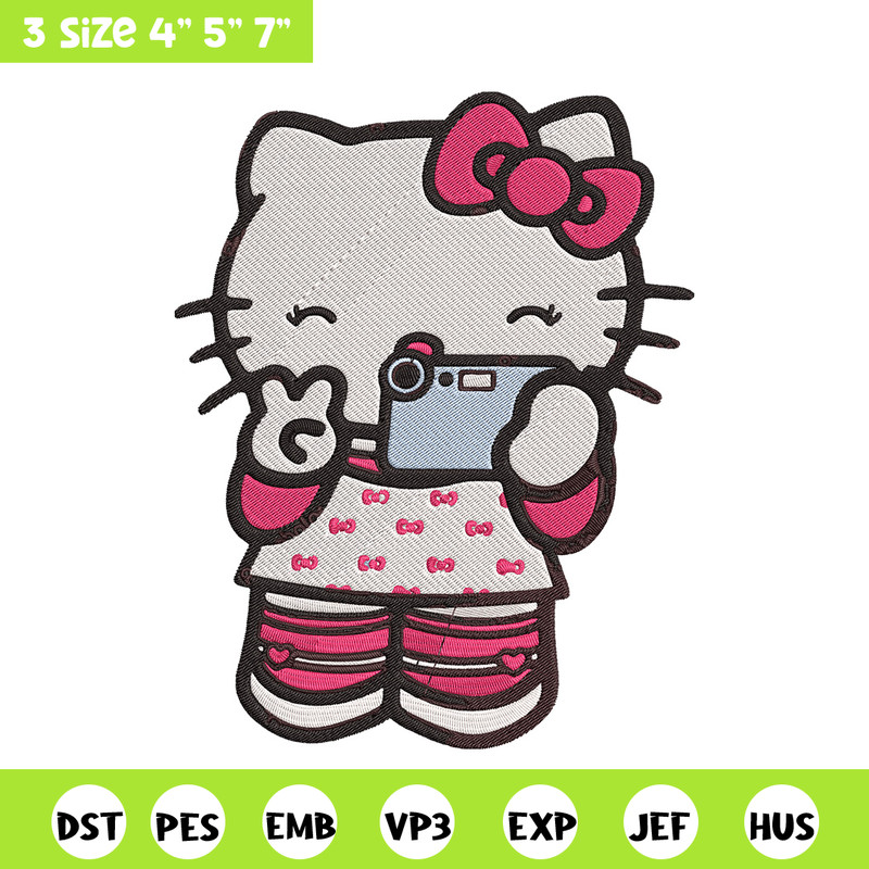 Hello kitty selfie Embroidery Design, Hello kitty Embroidery, Embroidery File, Anime Embroidery, Digital download.jpg