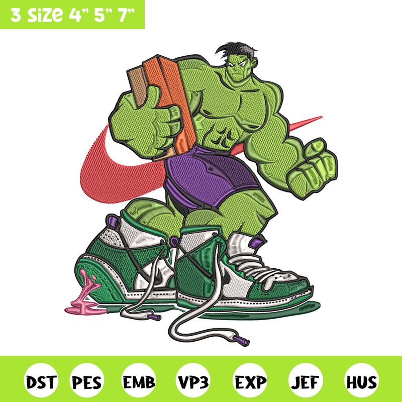 Hulk x nike Embroidery Design, Marvel Embroidery, Embroidery File, Nike Embroidery, Anime shirt, Digital download.jpg