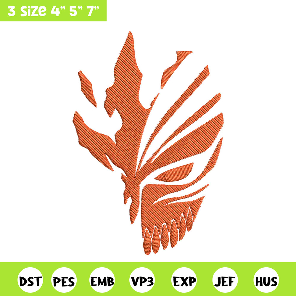 Ichigo mask Embroidery Design, Bleach Embroidery, Embroidery File, Anime Embroidery, Anime shirt, Digital download.jpg