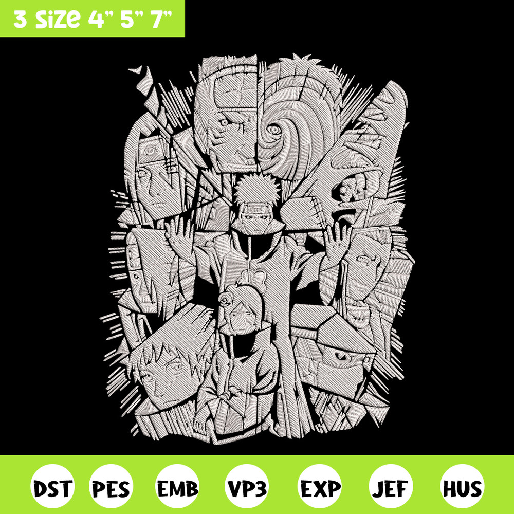 Akatsuki poster Embroidery Design, Naruto Embroidery, Embroidery File, Anime Embroidery, Anime shirt, Digital download.jpg