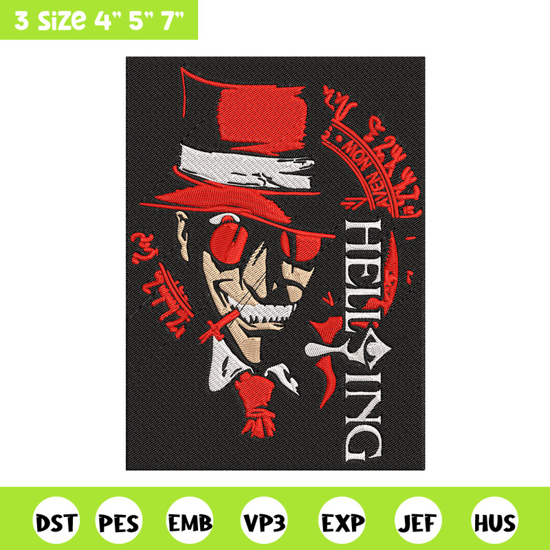 Alucard Poster Embroidery Design, Hellsing Embroidery, Embroidery File, Anime Embroidery, Anime shirt, Digital download.jpg