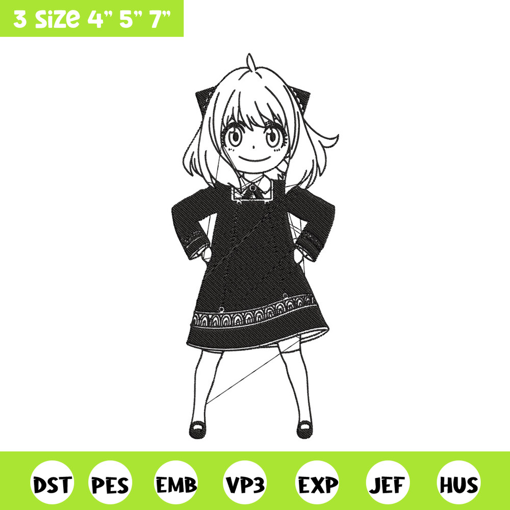 Anya Forger Embroidery Design, Spy x family Embroidery, Embroidery File, Anime Embroidery, Anime shirt, Digital download.jpg