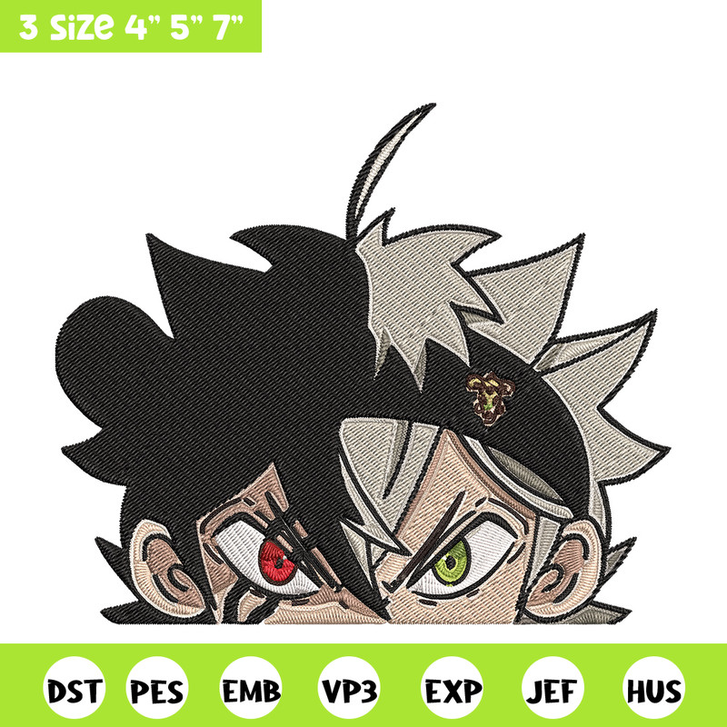 Asta Peeker Embroidery Design, Black clover Embroidery, Embroidery File, Anime Embroidery, Anime shirt,Digital download.jpg