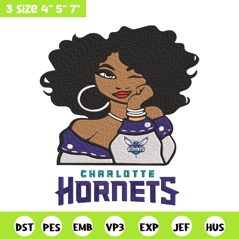Charlotte Hornets girl embroidery design, NBA embroidery, Sport embroidery, Embroidery design, Logo sport embroidery..jpg