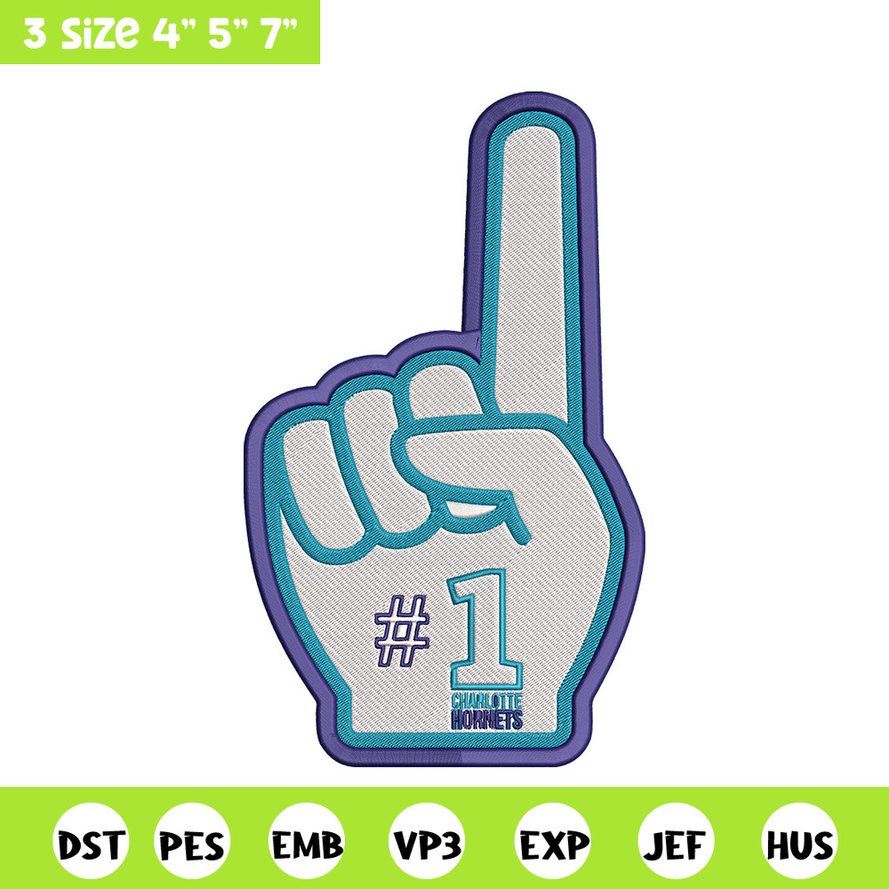 Charlotte Hornets NO 1 embroidery design, NBA embroidery, Sport embroidery, Embroidery design, Logo sport embroidery.jpg