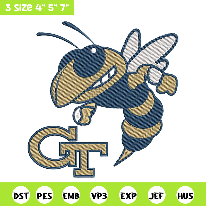 Georgia Tech Logo embroidery design, NCAA embroidery, Sport embroidery,Logo sport embroidery,Embroidery design.jpg