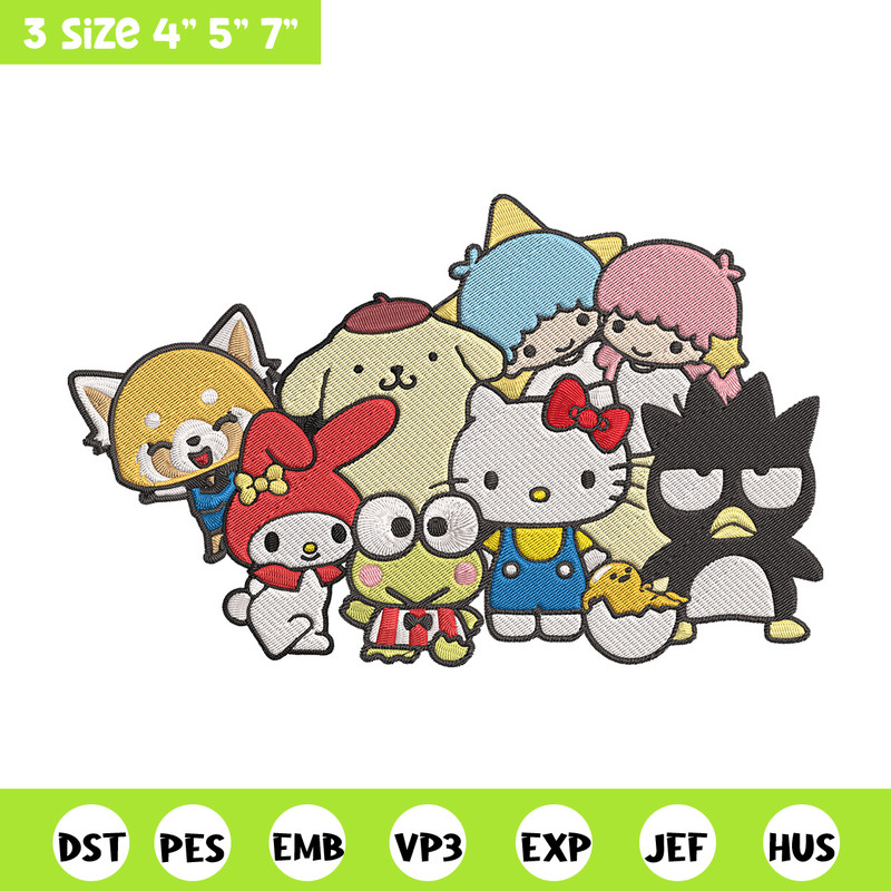 Hello Kitty friends Embroidery Design, Hello kitty Embroidery, Embroidery File, Anime Embroidery, Digital download.jpg