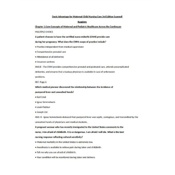 Davis Advantage for Maternal-Child Nursing Care 3rd Edition by Scannell Ruggiero Test Bank All Chapters (6).png