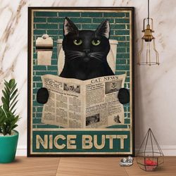 black cat nice butt love cat funny bathroom vintage  poster no frame