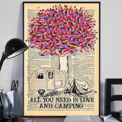 all you need is love and camping poster