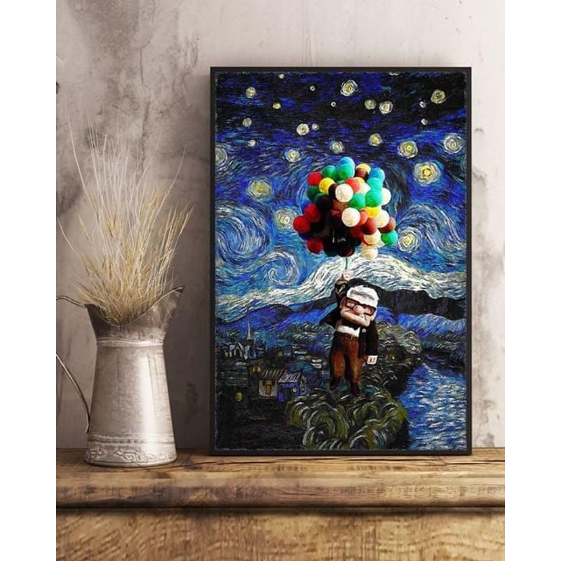 Carl Fredricksen Up Movie Disney Once Upon A Time Starry Night Home Living Room Wall Decor Vertical Poste.jpg