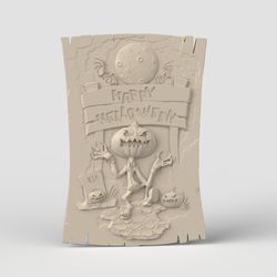 3D Model STL CNC Router file 3dprintable Happy Halloween Panel
