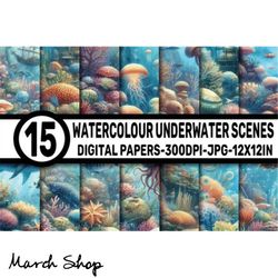 watercolour underwater scenes papers