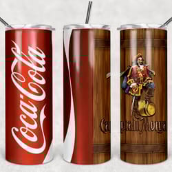 coca cola and captain morgan tumbler png, 20oz & 30oz skinny sublimation designs png, drinks tumbler png