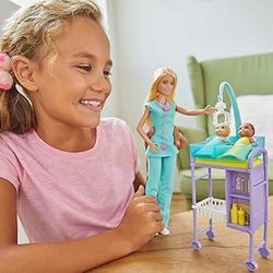 Playset, Baby Doctor Theme with Blonde Fashion Doll, 2 Baby Dolls, Furniture & Accessories