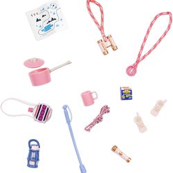 Mini Doll & Hiking Accessories  Clothes & Accessories for 6 Dolls Boots, Flashlight, Map & More Toys for Kids 3 Years