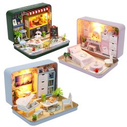Assembled dollhouse with LED lights, Lovely Mini Series Set
