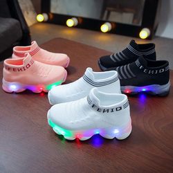kids sneakers children baby girls boys letter mesh led luminous  run sneakers shoes - kid sneaker - shoe for kid