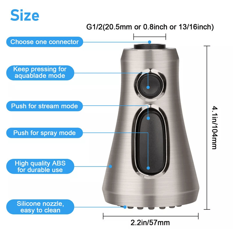 Universal Pull Down Spray Head Kitchen Faucet Part Compatible With Moen Delta Kohler Chrome Replace 6