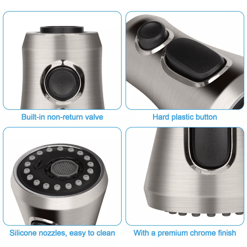 Universal Pull Down Spray Head Kitchen Faucet Part Compatible With Moen Delta Kohler Chrome Replace 5