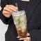 Stripe Glass Coffee Cup with Lid & Straw, Transparent Drinking Glasses for Juice, Milk Tea, Iced Coffee