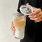 Stripe Glass Coffee Cup with Lid & Straw, Transparent Drinking Glasses for Juice, Milk Tea, Iced Coffee