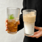 Stripe Glass Coffee Cup with Lid & Straw, Transparent Drinking Glasses for Juice, Milk Tea, Iced Coffee